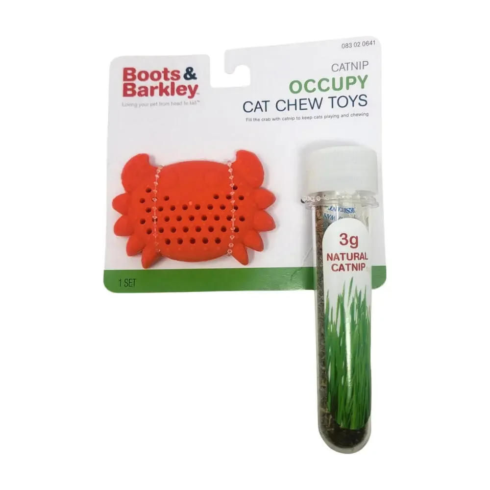 Occupy Cat Chew Toy 3 Grams Of Natural Catnip & Crab Toy Holder Boots & Barkley